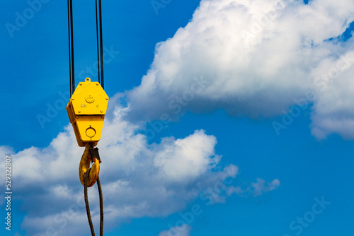 Crane hook in shipyard photo