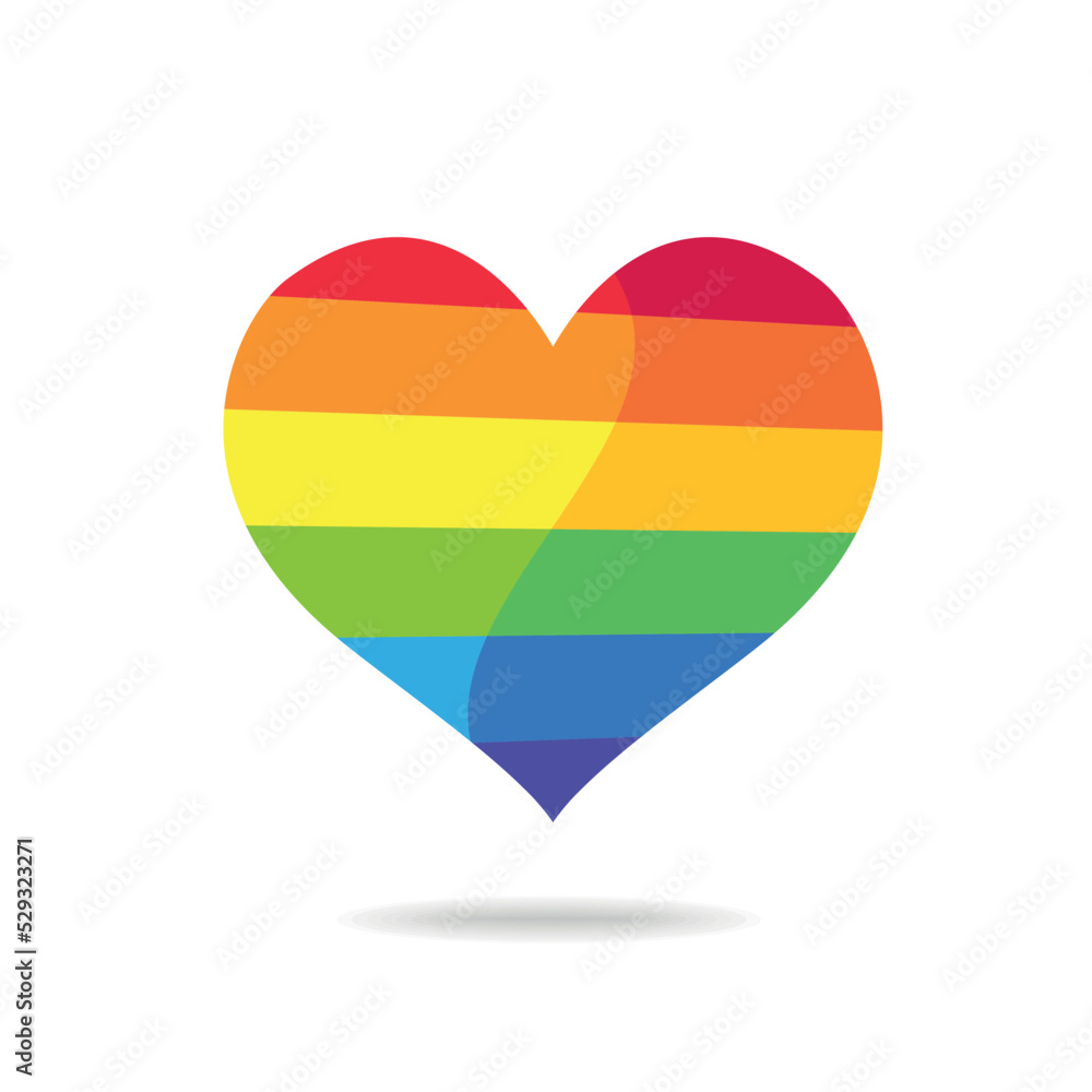 LGBT pride flag or rainbow pride flag on heart background LGBT pride flag or rainbow pride flag on heart background