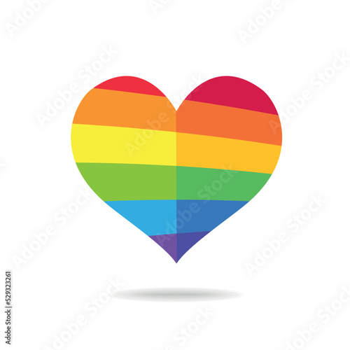 LGBT pride flag or rainbow pride flag on heart background