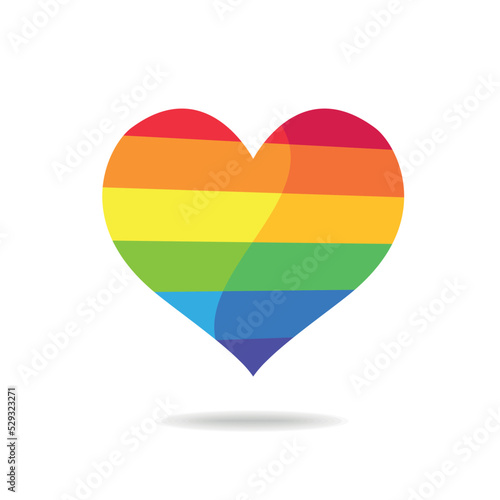 LGBT pride flag or rainbow pride flag on heart background