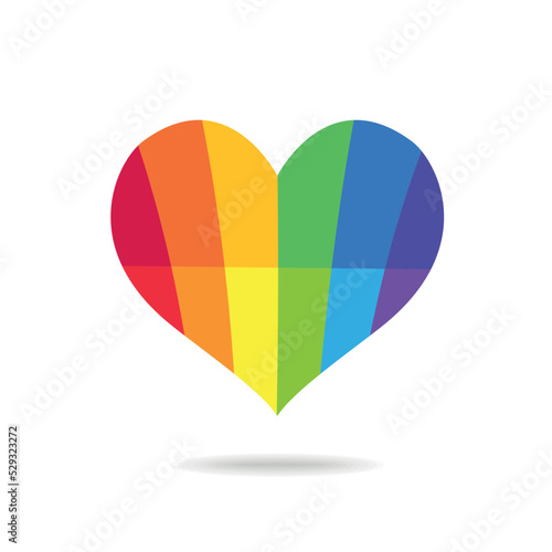 LGBT pride flag or rainbow pride flag on heart background