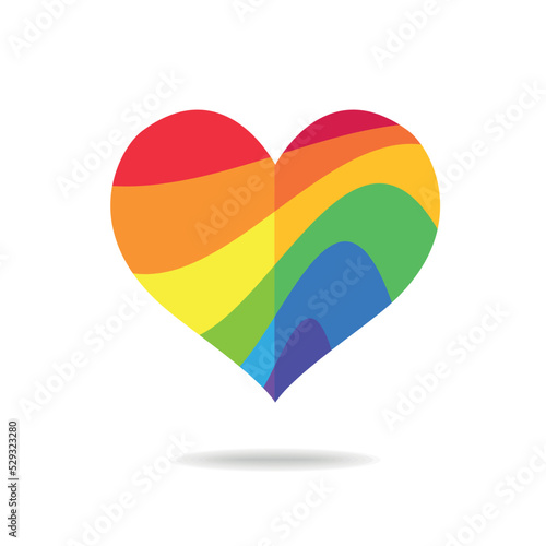 LGBT pride flag or rainbow pride flag on heart background