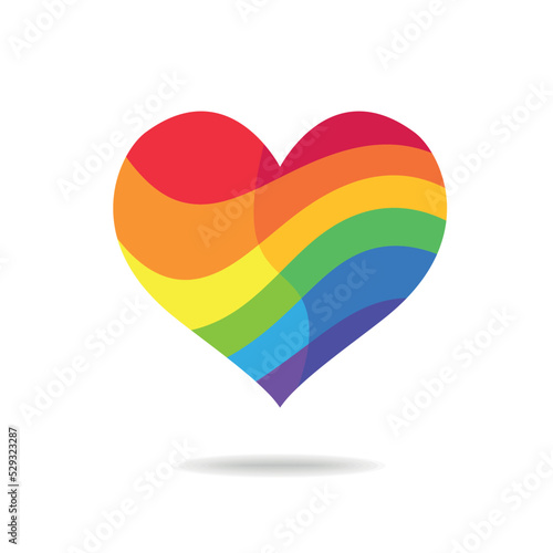 LGBT pride flag or rainbow pride flag on heart background
