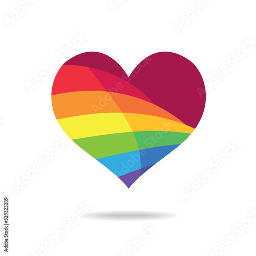 LGBT pride flag or rainbow pride flag on heart background