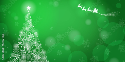 美しいクリスマスイメージ背景_グリーン（2：1）_ベクターイラスト