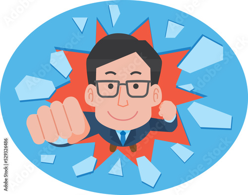 壁を破るビジネスマン