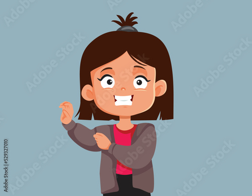 Toddler Girl Learning How to Dress Herself Vector Cartoon Illustration. Cute little child getting dressed being self-reliant and independent
