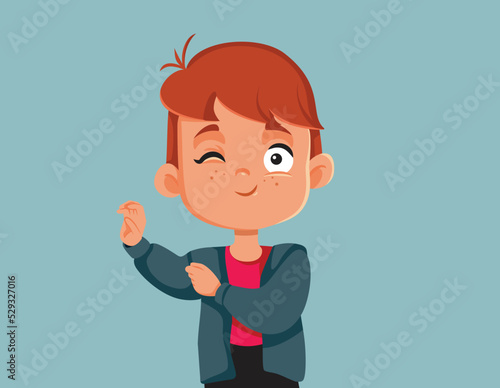 Toddler Boy Learning How to Dress Himself Vector Cartoon Illustration. Cute little child getting dressed being self-reliant and independent
