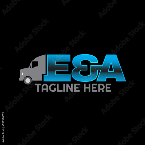 E & A initials Trucking company logo concept. Ready made logo template set vector isolated