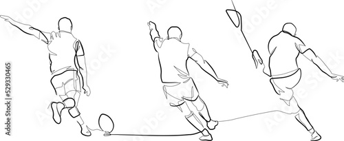 One continuous line rugby place kick penalty kick in motion rugby kick off vector art  photo