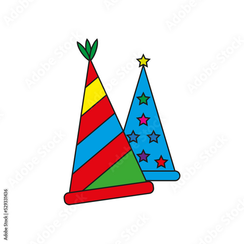 icon with party hats. Festive background. Happy birthday. Happy new year design element. Vector illustration. Stock image. 