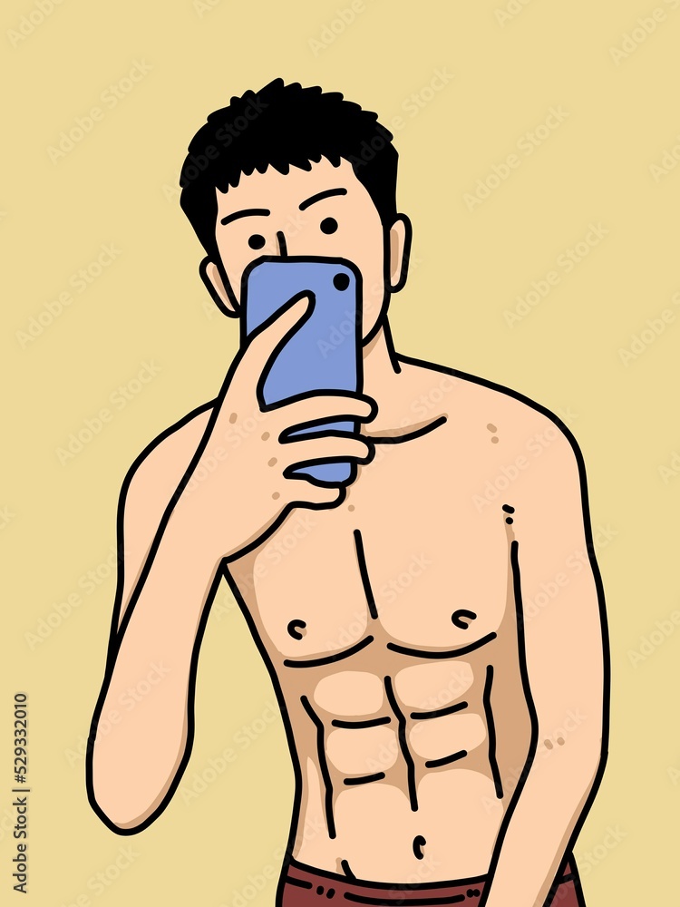 cute man cartoon on yellow background