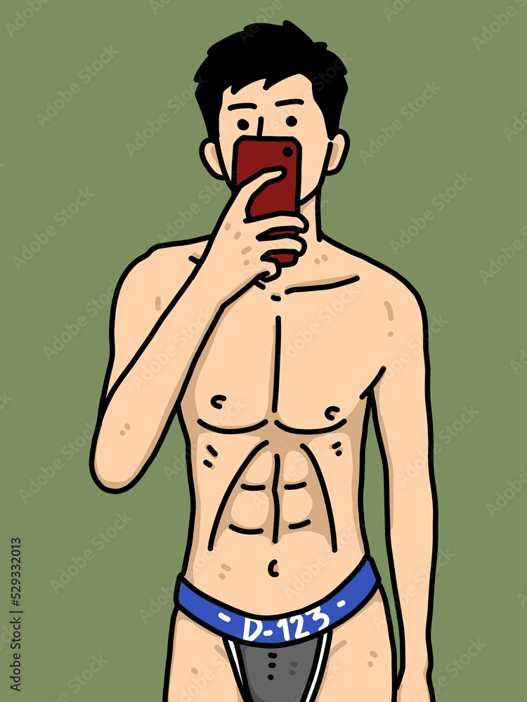 Fototapeta premium cute man cartoon on green background