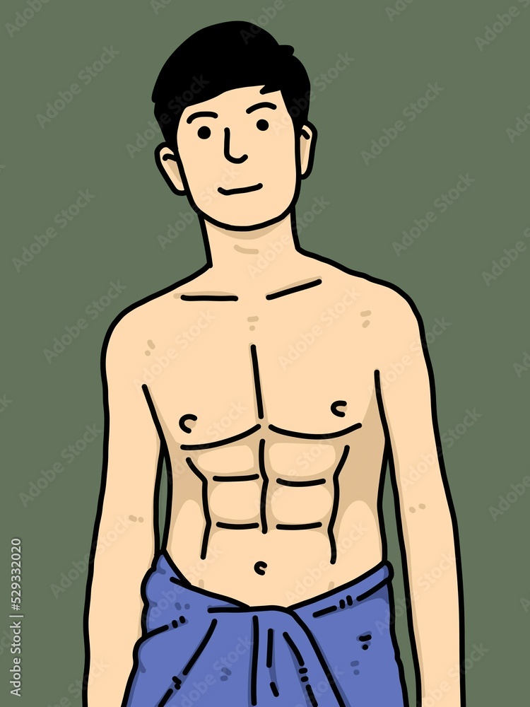 Fototapeta premium cute man cartoon on green background