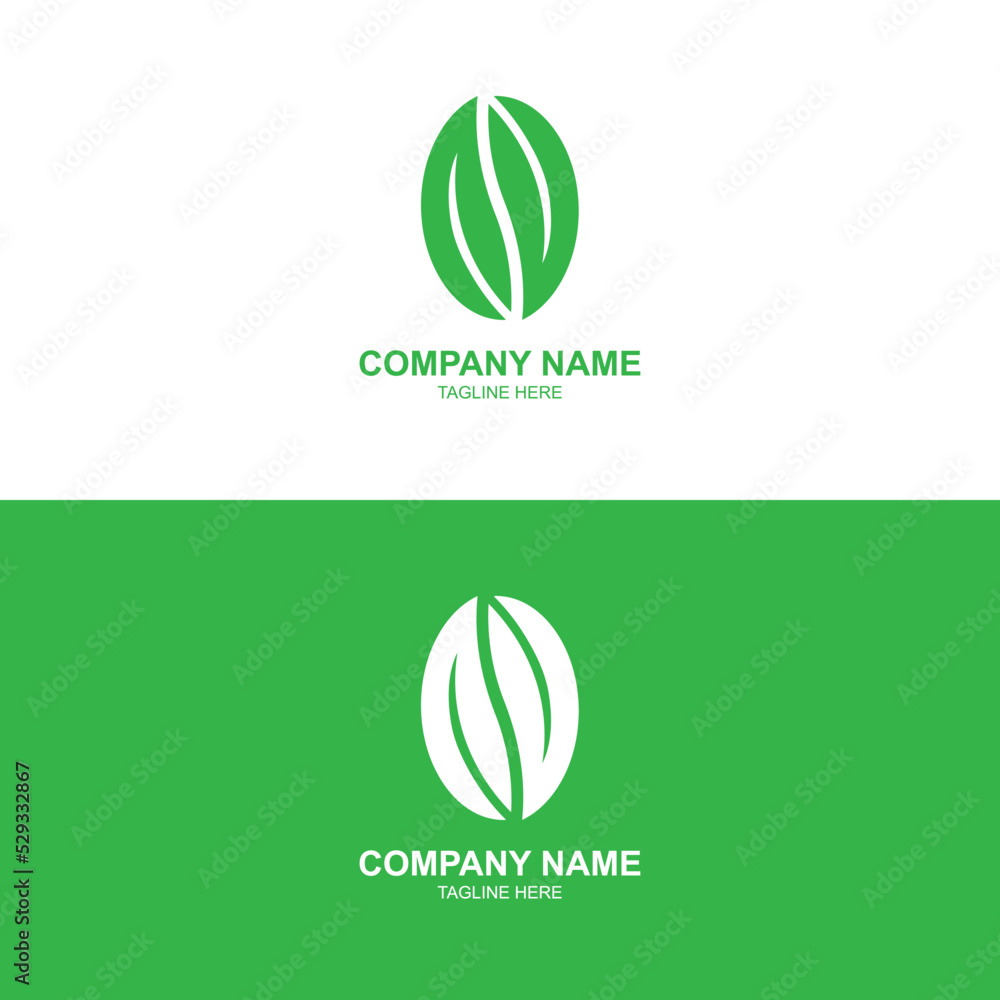 Simple leaf shape combination coffe logo Simple leaf shape combination coffe logo