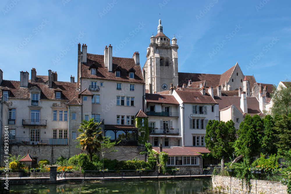 Cathedral and architecture of the city of Dole in the Jura in France