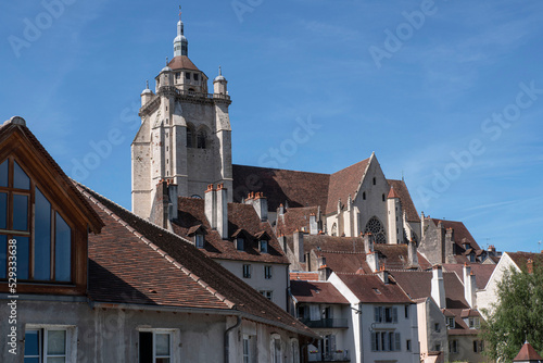 Obraz na plátne Cathedral and architecture of the city of Dole in the Jura in France