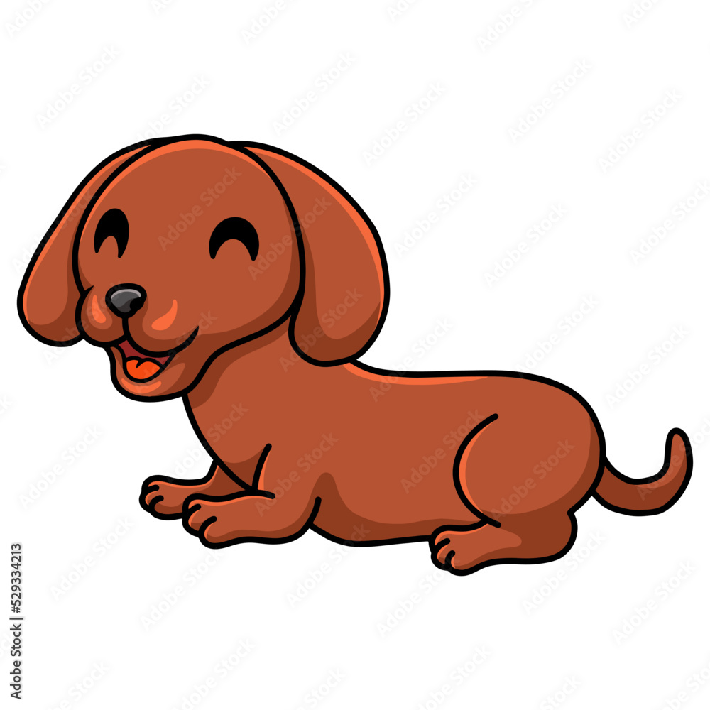 Cute dachshund dog cartoon laying down