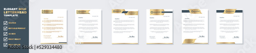 Modern and elegant gold luxury letterhead design template for corporate stationery design with editable format eps10