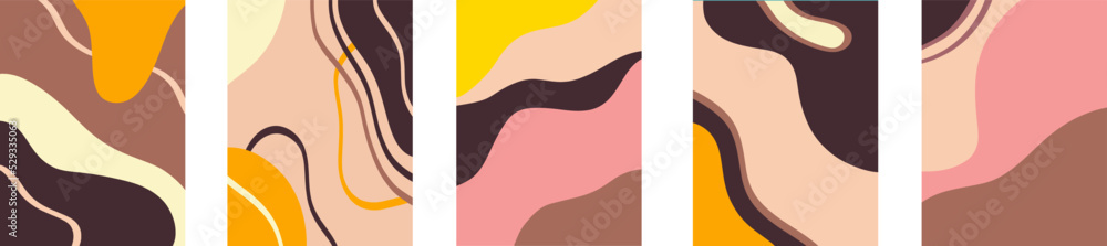 Abstract modern templates with nude neutral tones. Minimalistic trend abstract design with various natural shapes in pastel neutral colors. Abstract modern templates with nude neutral tones. Minimalistic trend abstract design with various natural shapes in pastel neutral colors.