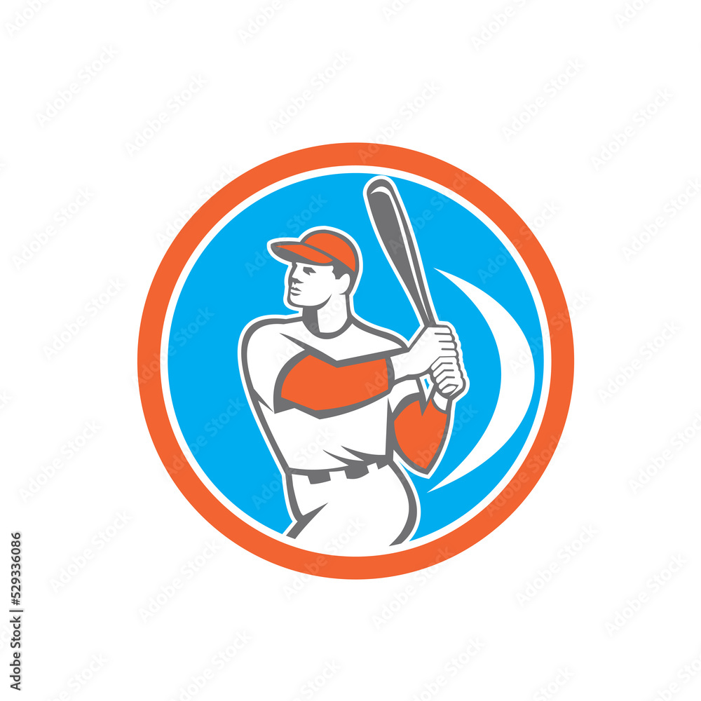 Baseball Batter Hitter Bat Circle Retro Baseball Batter Hitter Bat Circle Retro
