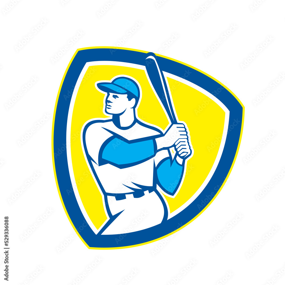 Baseball Batter Hitter Bat Shield Retro Baseball Batter Hitter Bat Shield Retro