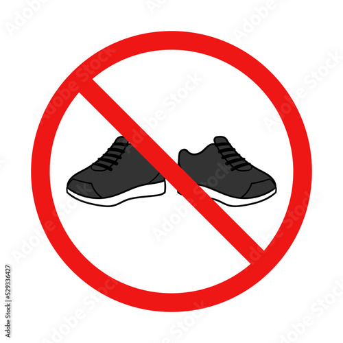 No Shoes Sign on White Background