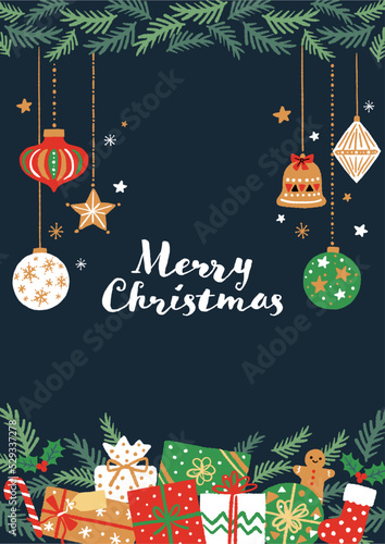 クリスマスオーナメントとプレゼントのイラスト