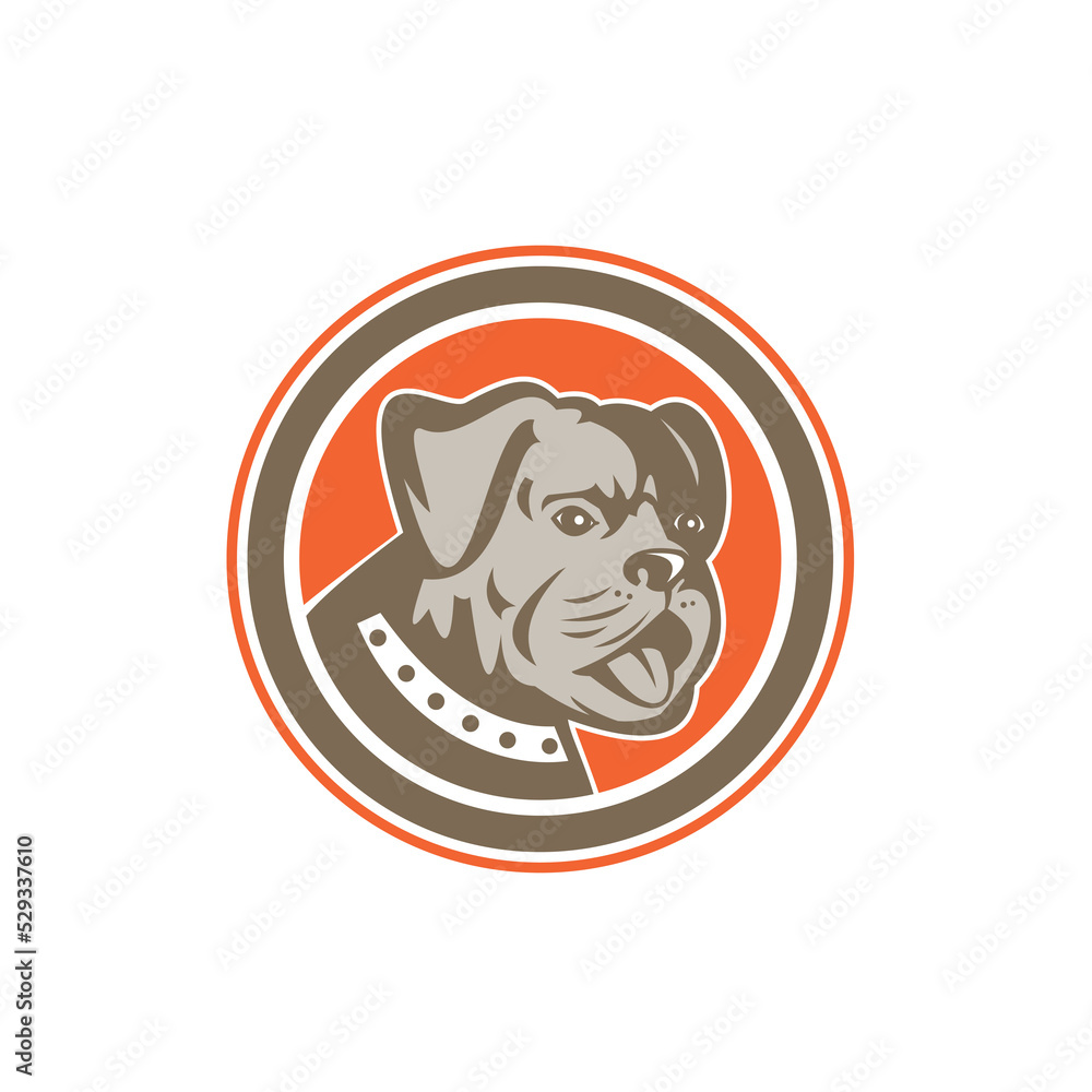 Bulldog Dog Mongrel Head Mascot Circle Bulldog Dog Mongrel Head Mascot Circle