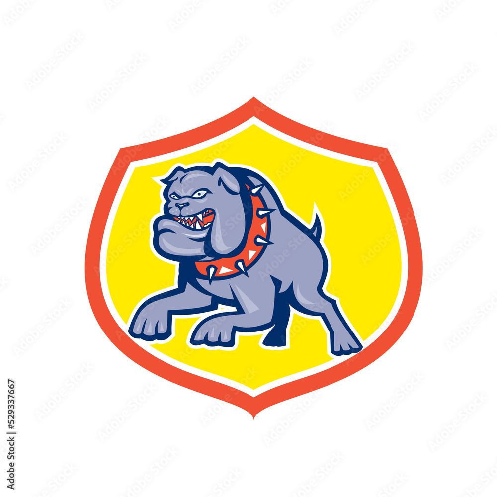 Obraz premium Bulldog Dog Mongrel Attacking Retro