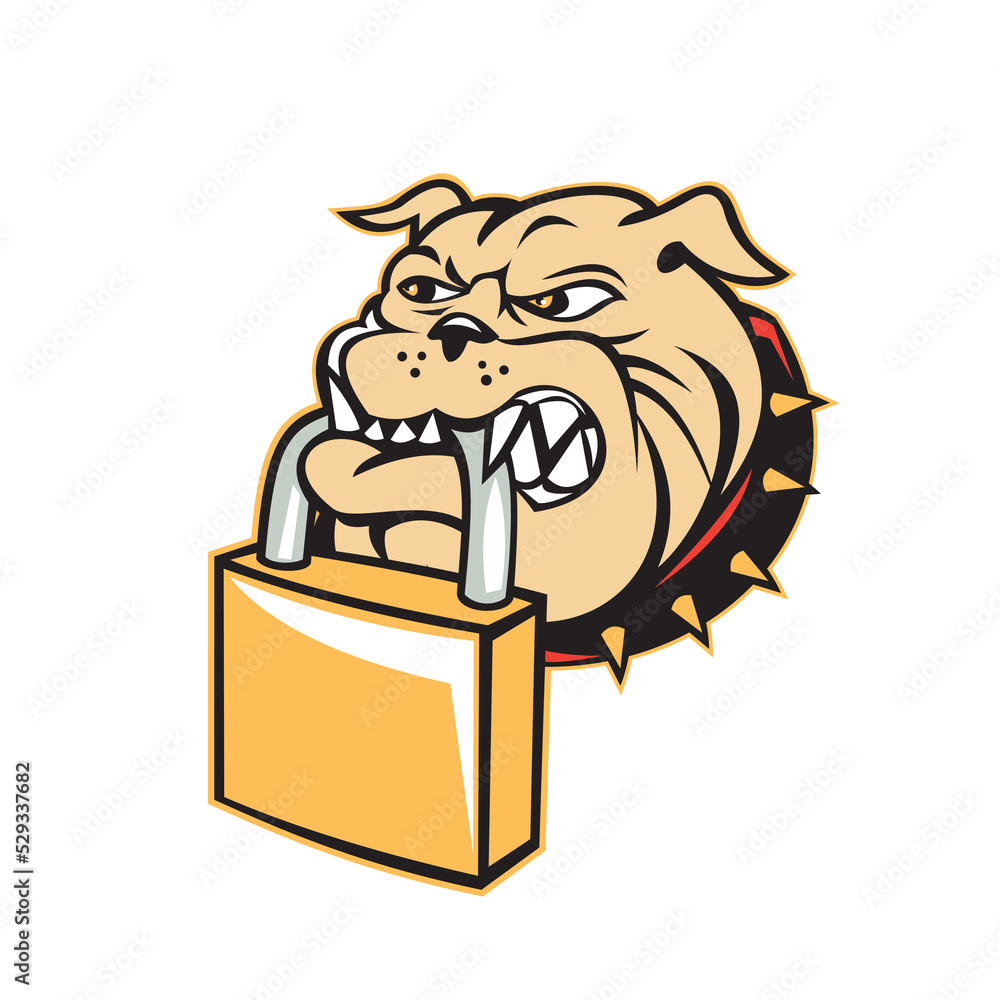 Fototapeta premium Bulldog Dog Mongrel Head Padlock Retro