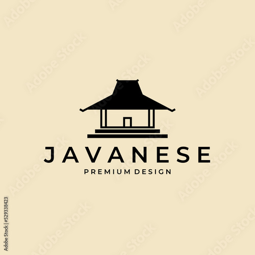 javanese traditional house logo vintage vector symbol illustration design