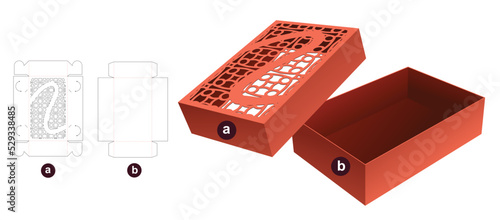 packaging box die cut template and 3D mockup