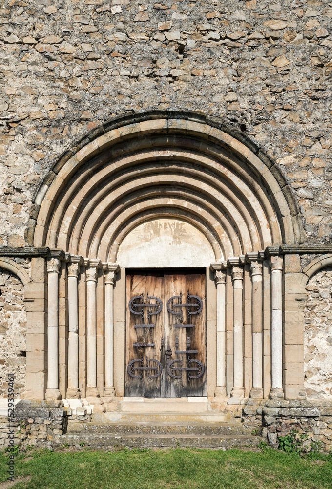 Main Door of Fortified Evangelical Church in Cisnadioara near Sibiu, Transylvania, Romania, Europe