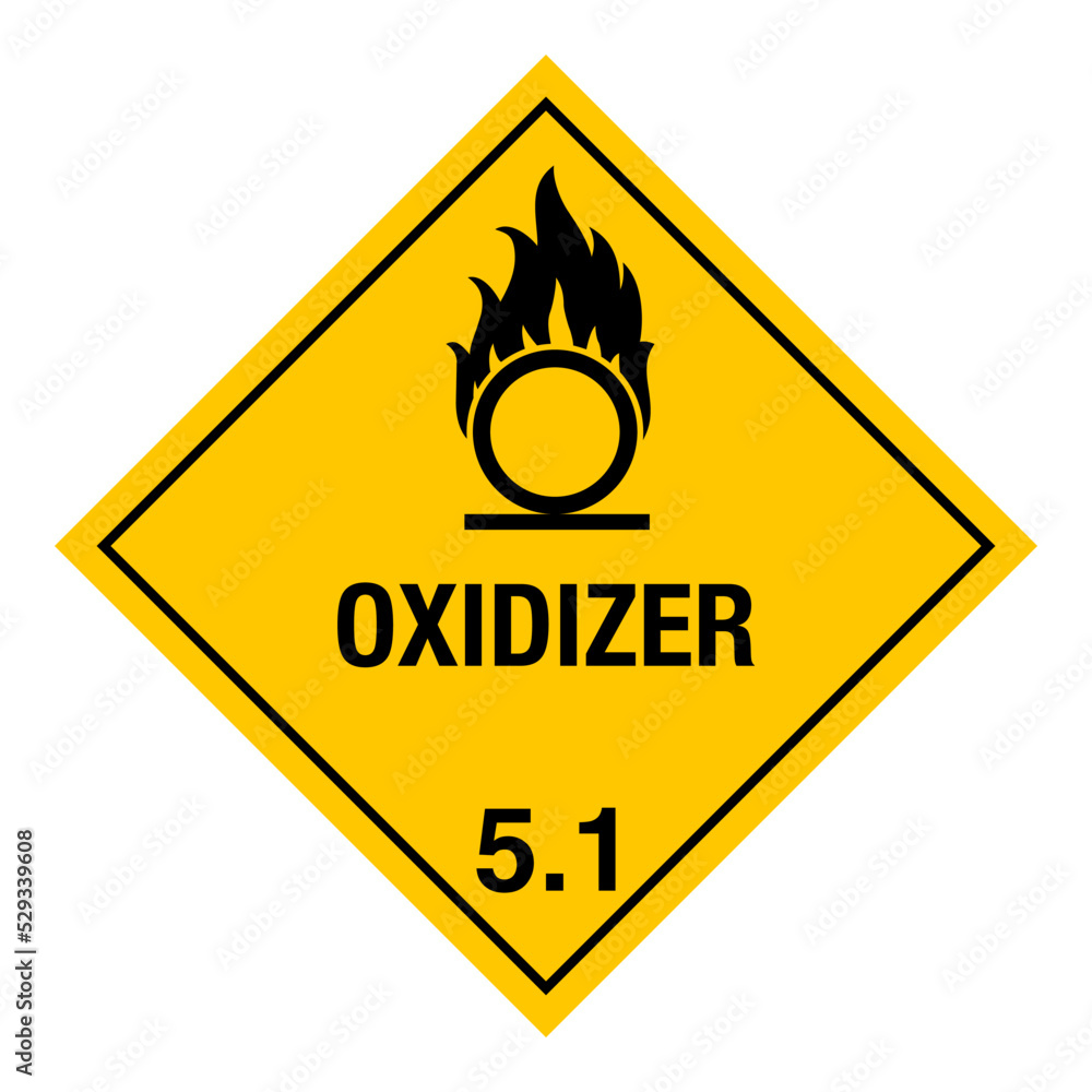 Hazardous HAZMAT Material Label IATA Transportation Class 5 Oxidizing