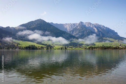 Walchsee, Zahmer Kaiser, Kaiserwinkl, Kaiser Mountains, Tyrol, Austria, Europe photo