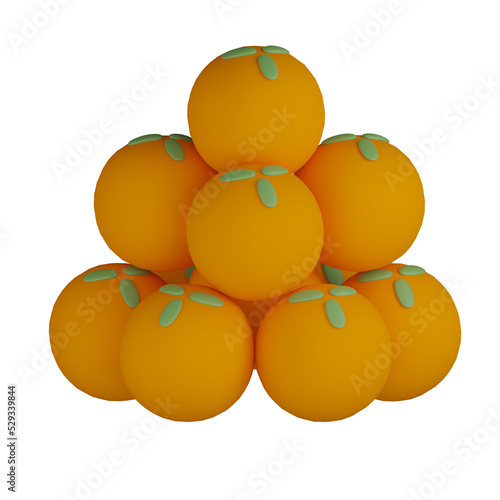 3d oranges on a plate
