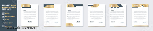 Modern and elegant gold luxury letterhead design template for corporate stationery design with editable format eps10