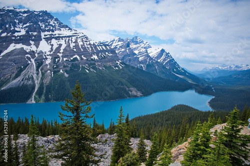 Scenic view of Peyto Lake in Alberta, Canada