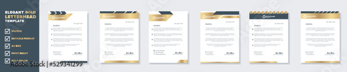 Modern and elegant gold luxury letterhead design template for corporate stationery design with editable format eps10