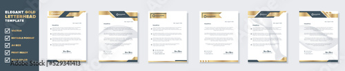 Modern and elegant gold luxury letterhead design template for corporate stationery design with editable format eps10
