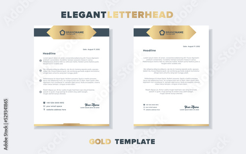set of modern and elegant gold luxury letterhead design template for corporate stationery design with editable format eps10