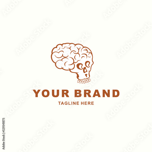 skull and brain logo suitable for music companies, clothing, toys, apps, games and more