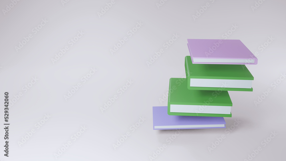 abstract floating book isolated white background 3d rendering. abstract floating book isolated white background 3d rendering.