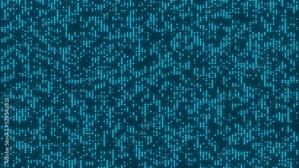 Futuristic matrix particles HUD Digital data network connection background 3D rendering