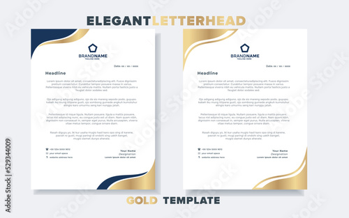 set of modern and elegant gold luxury letterhead design template for corporate stationery design with editable format eps10 photo