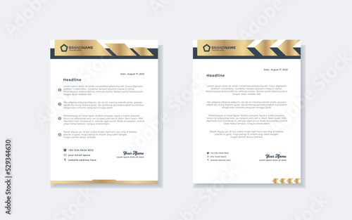 Modern and elegant gold luxury letterhead design template for company stationery design editable format eps10