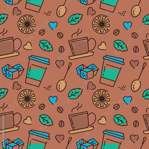 Coffee Cafe Beverage Seamless Pattern Fresh Background