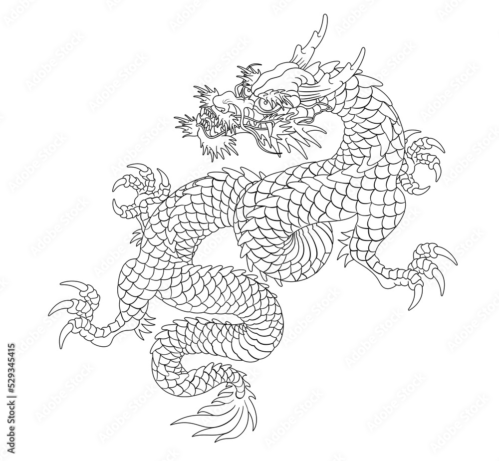 Oriental dragon illustration Chinese Japanese Korean style transparent ...