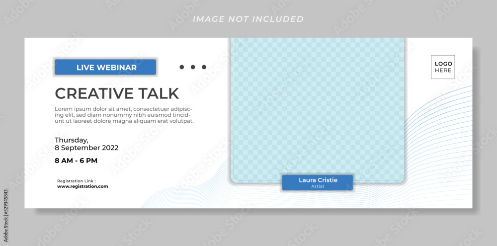 Live Webinar Horizontal Banner with White and Blue Background. Creative Webinar Invitation Banner Design with Photo Space Live Webinar Horizontal Banner with White and Blue Background. Creative Webinar Invitation Banner Design with Photo Space